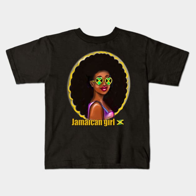 Best Jamaican clothes for women and girls  Jamaica flag  colors colours natural afro hair. The best Gifts for black women 2022 Jamaica Kids T-Shirt by Artonmytee